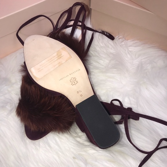 Loeffler Randall Nicky Fur Suede Sandals - Picture 6 of 8